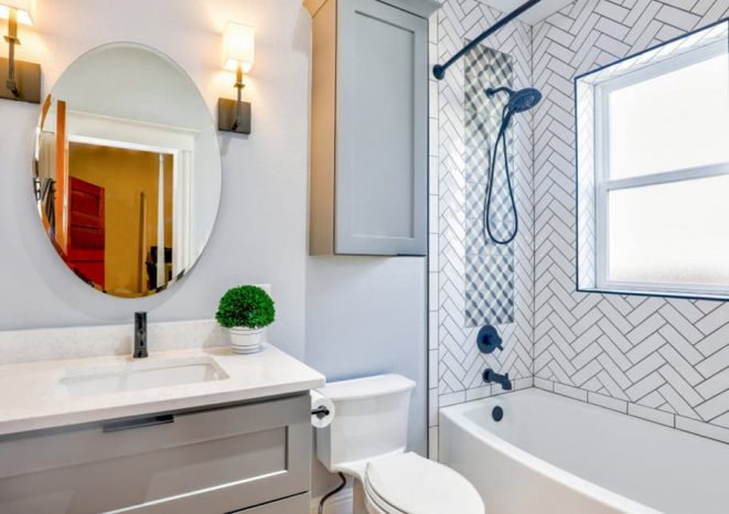 Modern Bathroom with Bathtub — Expert Plumbers in Moffat Beach, QLD